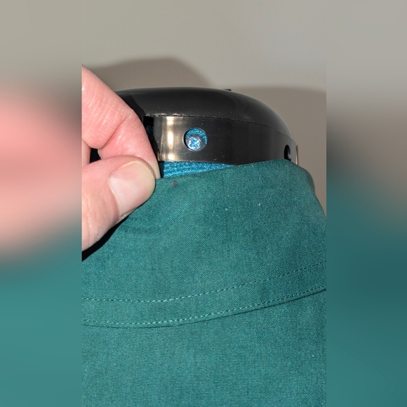 Vintage Gillian silk dress sz 6 green button down hourglass shape collar pockets - Picture 7 of 8